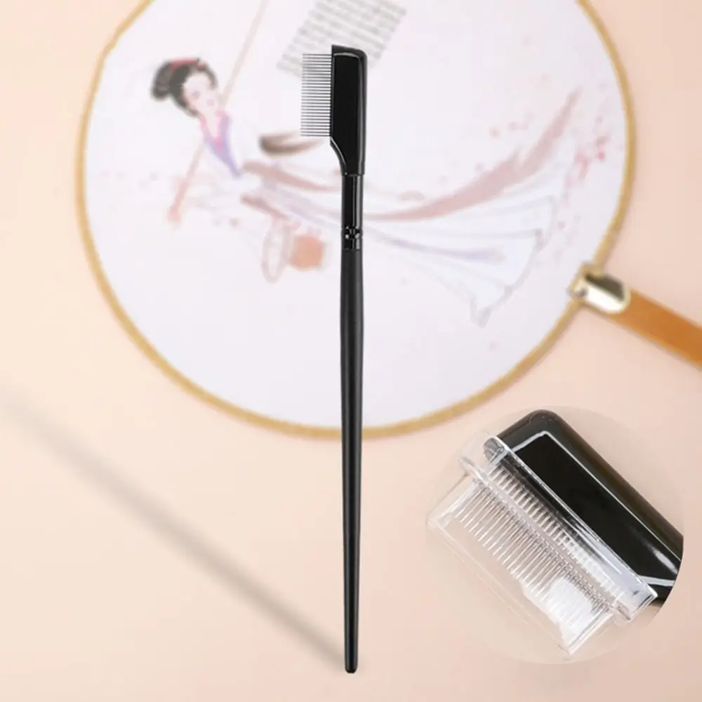 หวีเครื่องมือแต่งหน้า หวีขนตาสแตนเลสพร้อมฝาปิด ที่แยกขนตา ที่ดัดขนตา แปรงแต่งหน้า หวีคิ้ว แปรงขนตา