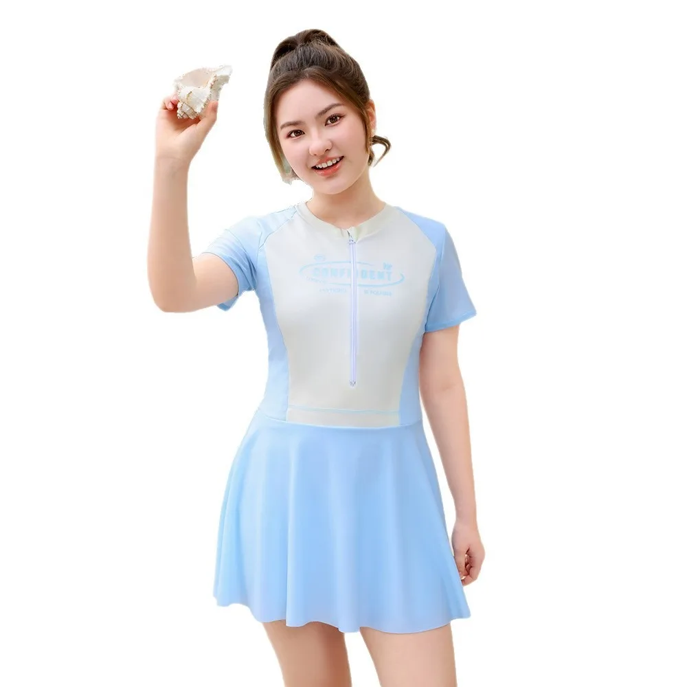 

Summer Two-Piece Swimsuit for Older Girls with Sun Protection Simple Design Anti-Light Exposure Kids Beachwear Swimming Gear