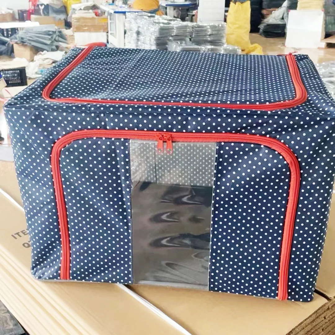 Oxford Cloth Storage Box, Folding Fabric, Steel Frame Box, Home 100 Box, Large Capacity Clothes, Quilt Finishing Box