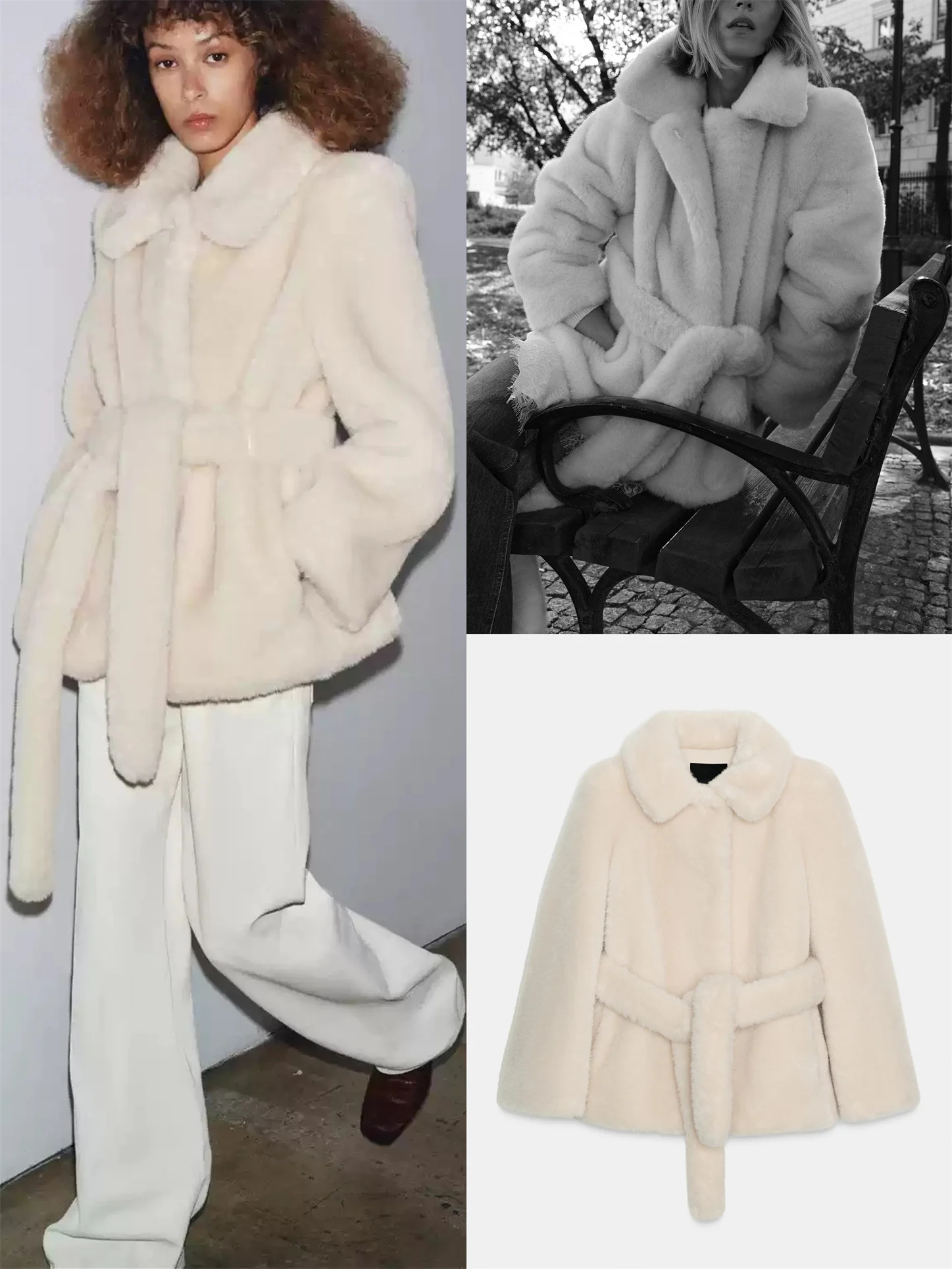 جديد الخريف المرأة Faionable حصيرة تأثير الفراء الاصطناعي معطف مربوط طويل Sve الوقوف صالح k اللون تصميم Blo