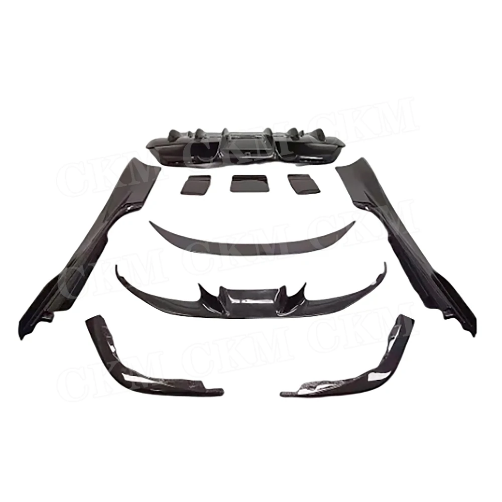 CKMUUER Carbon Fiber Body Kits FRP For Ferrari F8 2019 Front Lip Side Skirts Rear Diffuser Splitters Rear Trunk Spoiler
