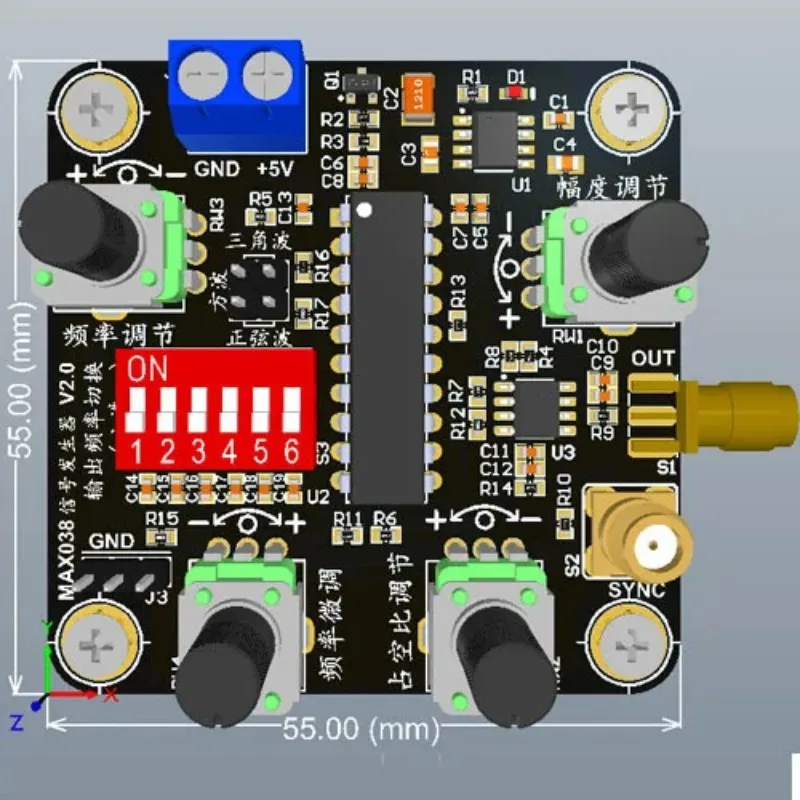 module-generateur-max038-onde-triangulaire-onde-sinusoidale-onde-rectangulaire-impulsion-frequence-amplitude-reglables