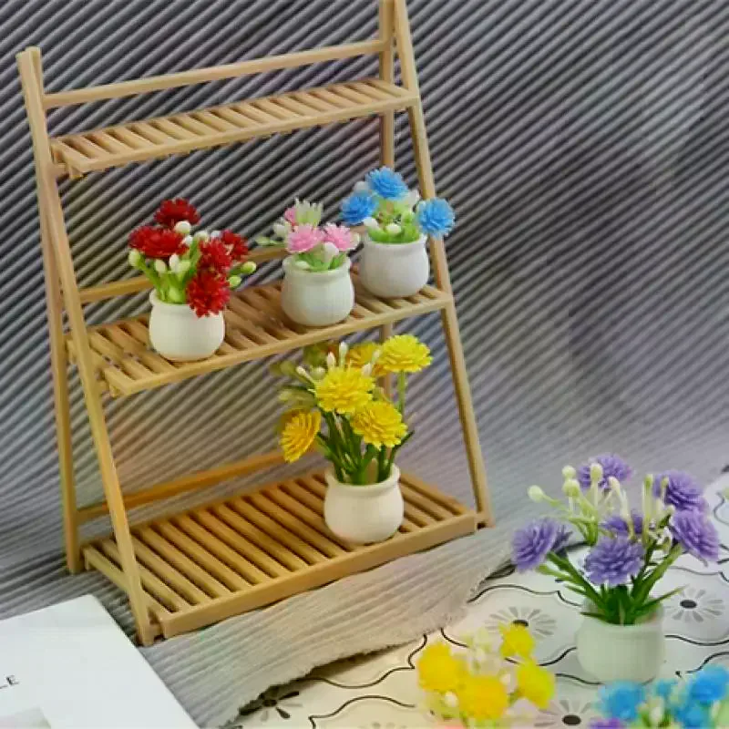 Maison de poupée Miniature à fleurs artificielles vibrantes, 1 pièce, accessoires de meubles pour décoration de maison de poupée, jouets de jeu pour enfants, 1/12