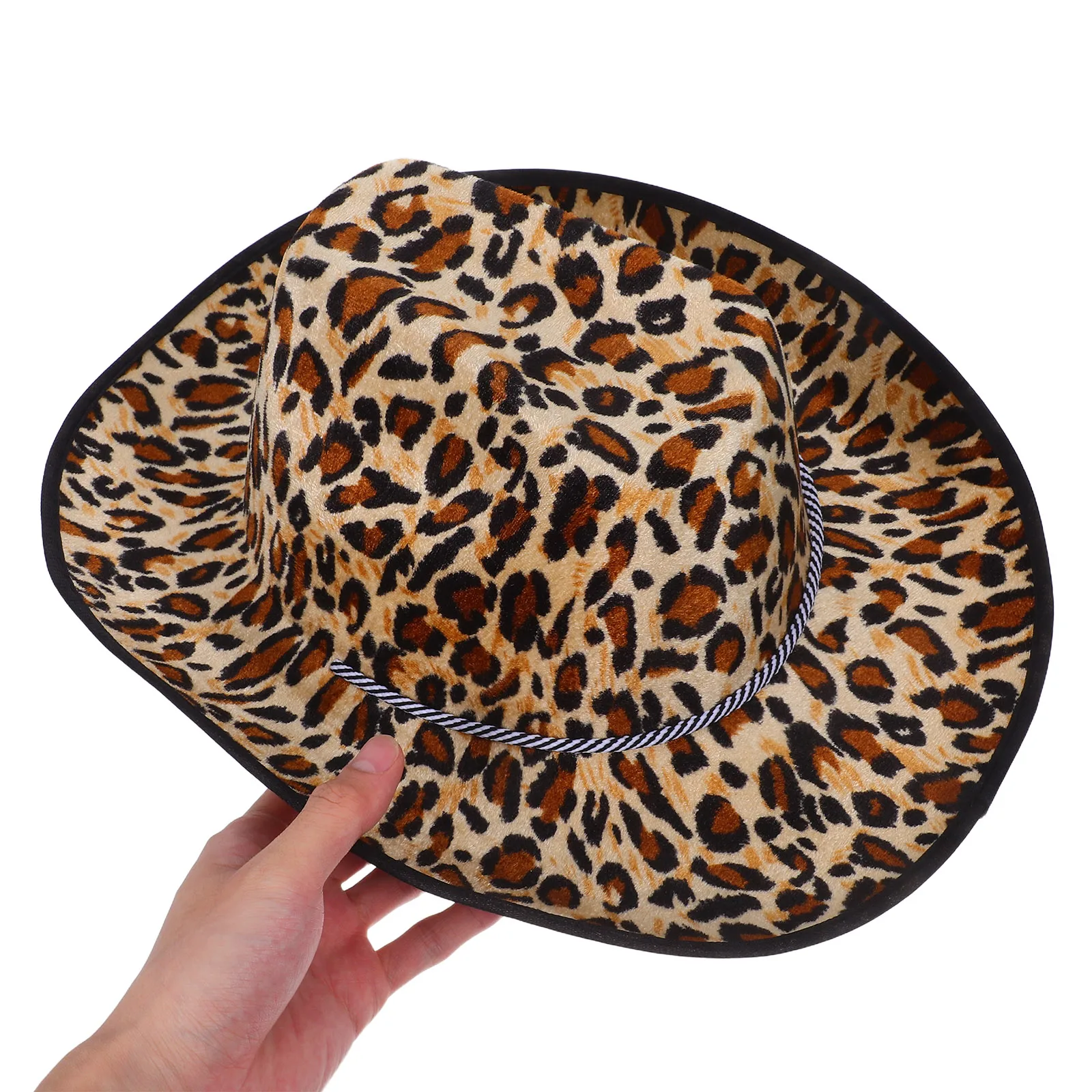 

2pcs Leopard Print Cowboy Hats Adjustable Denim Costume Hat for Women Party Stage Masquerade Decoration Unique Animal Pattern