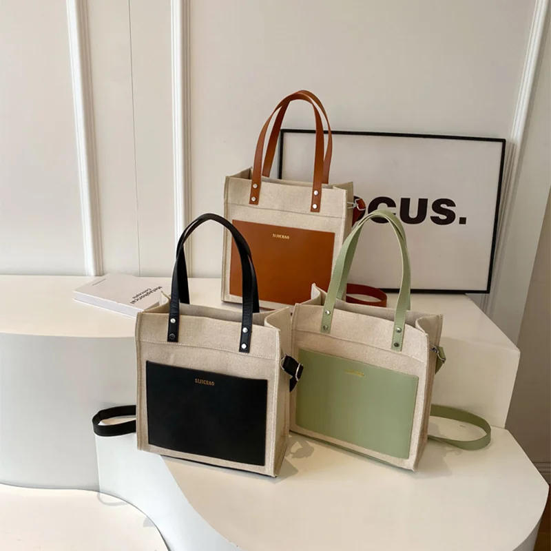 

New Summer Original Canvas Hand-held Briefcase, High-end Women's Business Style Commuting Shoulder Bag, Large Capacity for Work