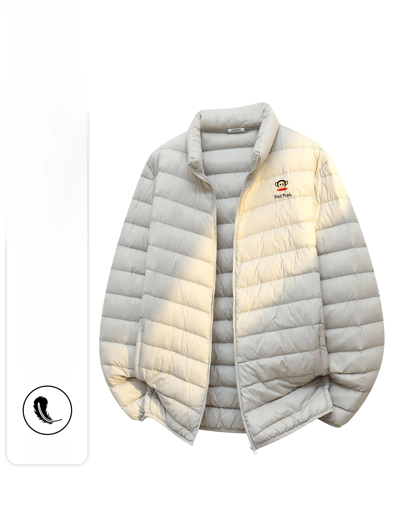 

PaulFrank Monkey ort Lightweight Padded Jaet Men's Winter 90 White Du down Stand Collar Warm Outerwear Slim Fit Long Sl...