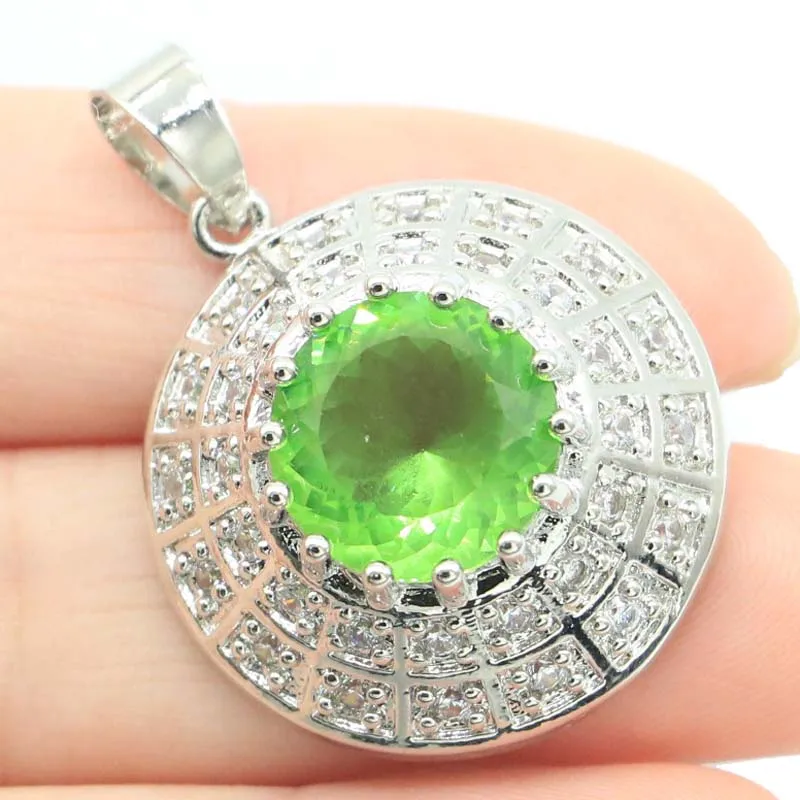 Buy 5 Get 1 Free 35x26mm Stunning 10g Green Tsavorite Garnet Red Blood Ruby CZ Wedding Women Silver Pendant