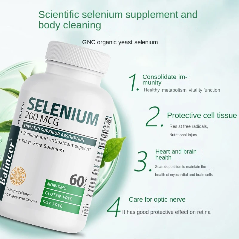 

Selenium Capsules 200MCG - Antioxidant Support, Boosts Immune System, Boosts Energy Levels Thyroid Support,NON-GMO