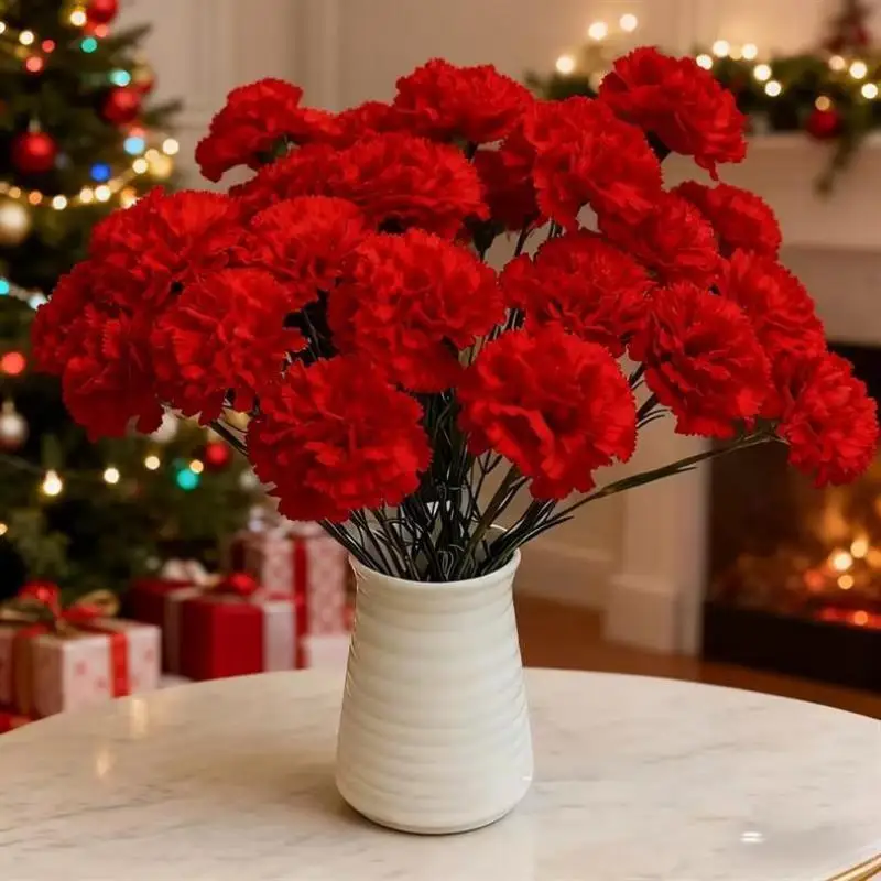 20 Stück Künstliche Nelkenblumen aus Kunststoff, Kunstblumen für Hochzeitssträuße, Blumenarrangements, Muttertagsgeschenke, Heimdekoration – Detail 7