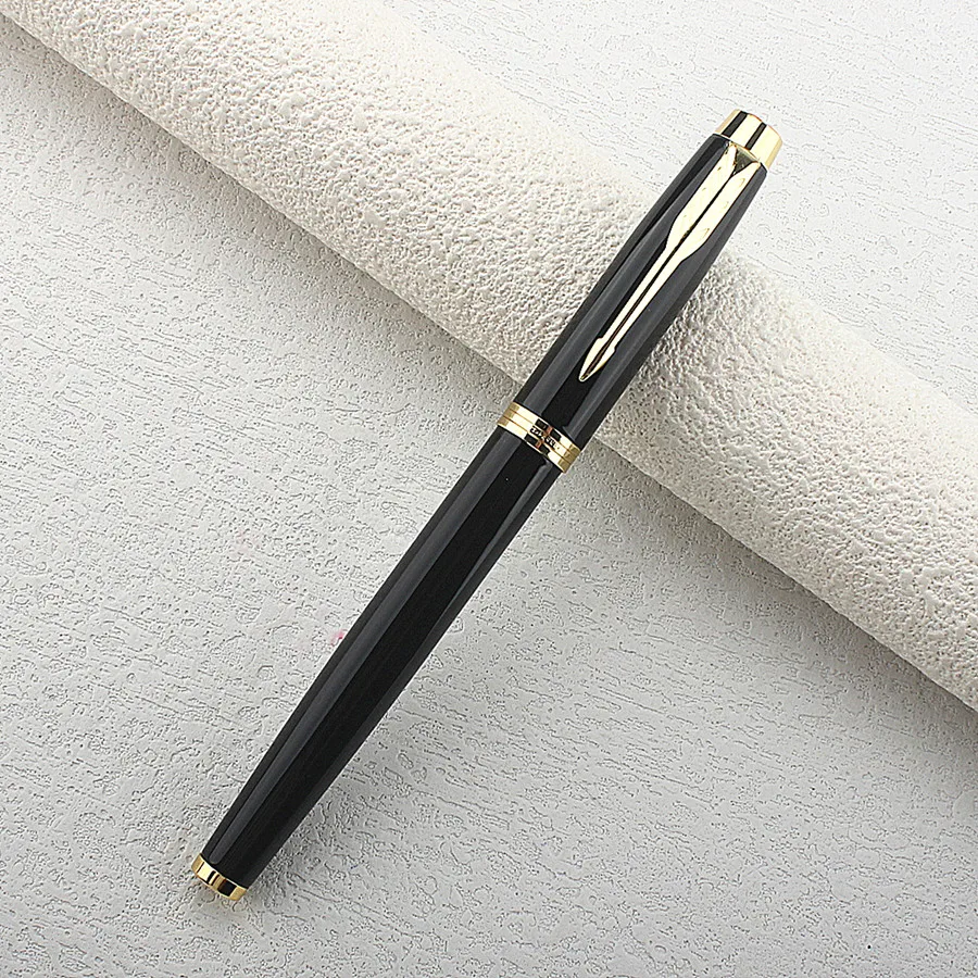 Luxury Gold Classic Style Silver Clip Metal Fountain Pen 0.5mm Nib Steel Ink Pens for Gift Office Supplies School Supplies