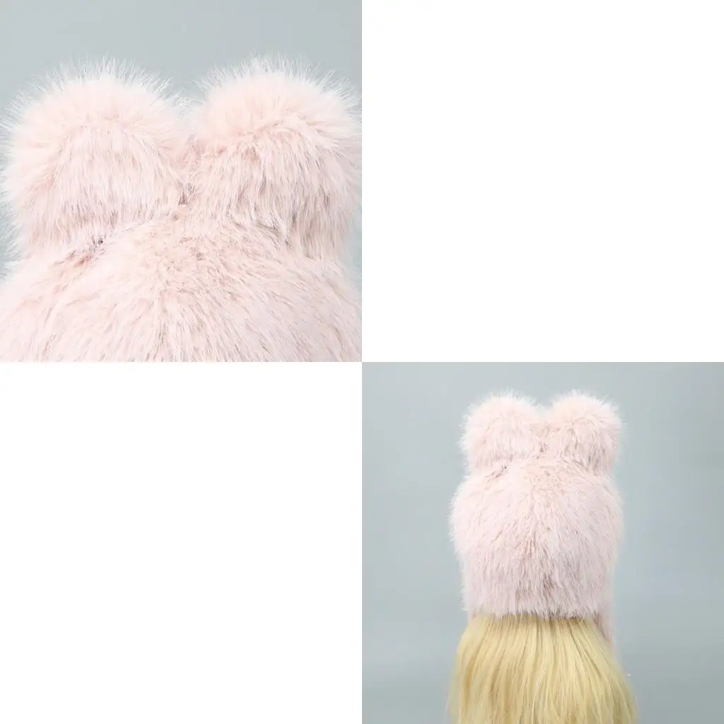 

652F Winter Warm Bendable Ear Hat for Women Girl Plush Brimless Hat Outdoor Activity Caps Cold Weather 2000s Anime Hat Headwear