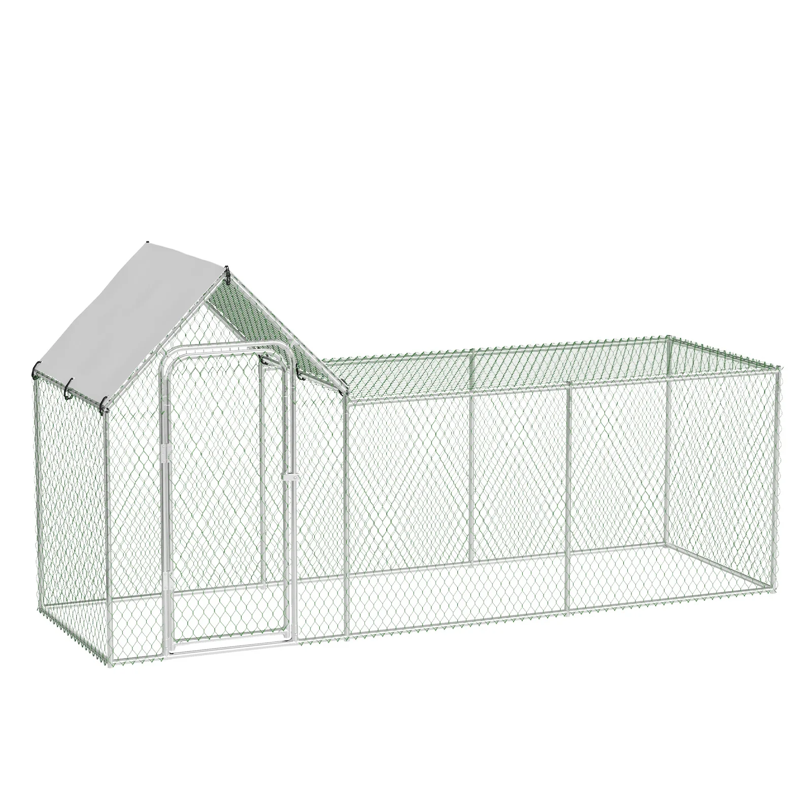 Large Metal Chicken Coop Walk in Poultry Cage Wire Mesh Chicken Run Pen Waterproof Anti-UV Cover Animal House for Rabbit Duck