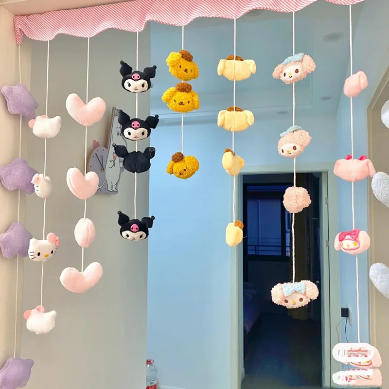 Sanrio Anime Hello Kitty Door Curtain Cute Cartoon Melody Kuromi Divider Curtain Girls Bedroom Doors Windows Decorative Pendant