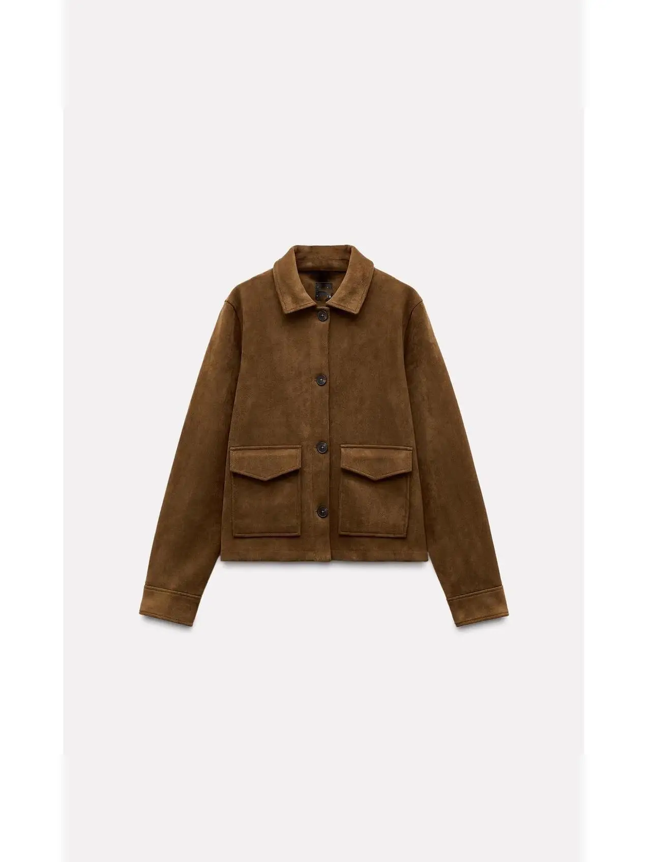 Spring Autumn 2025 Women's Faion High-End Velvet Texture Long Sve Collar Jaet Outerwear New Arrival  Collar Button up