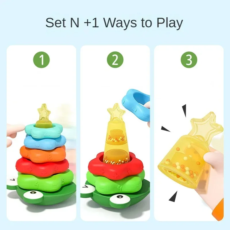 6 Pcs Baby Stacking Ring Toy Tower Stacking Toys for Toddlers Montessori Educational Learning Sensory Toys Nesting Blocks Gift