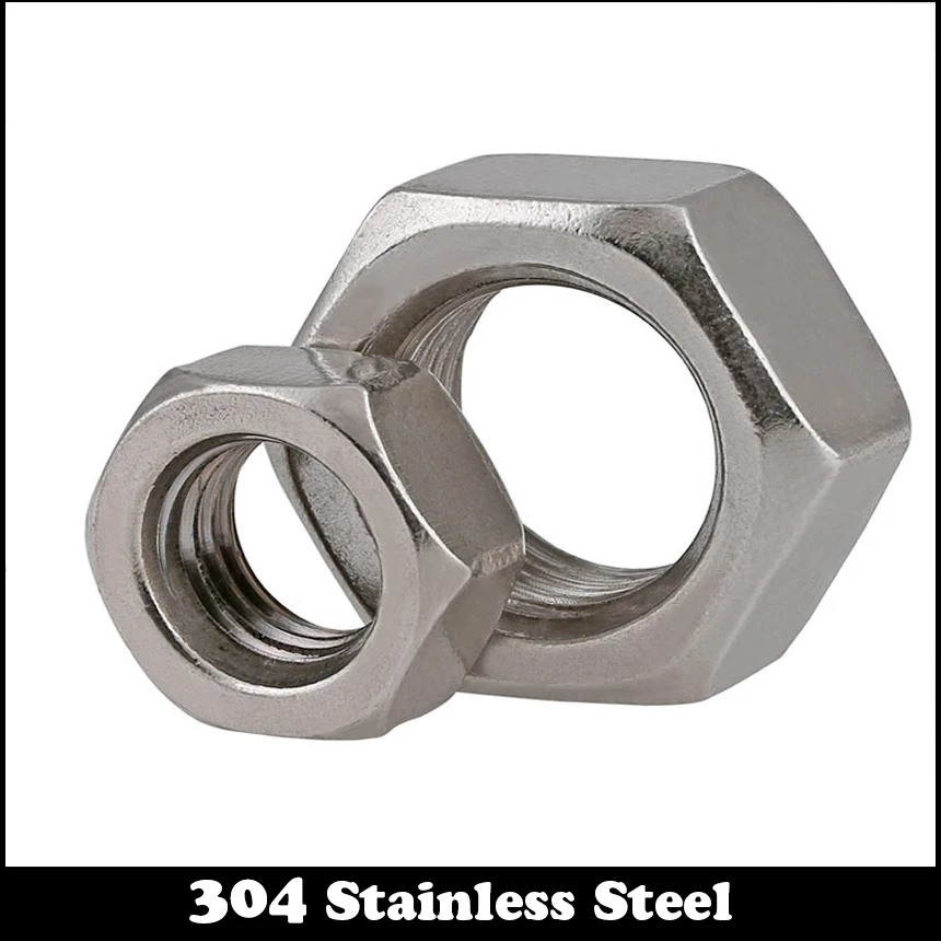 1pc M18 M18*1.5 M18x1.5 DIN934 304 Stainless Steel 304ss Thin Fine Pitch Thread Hexagon Hex Nut