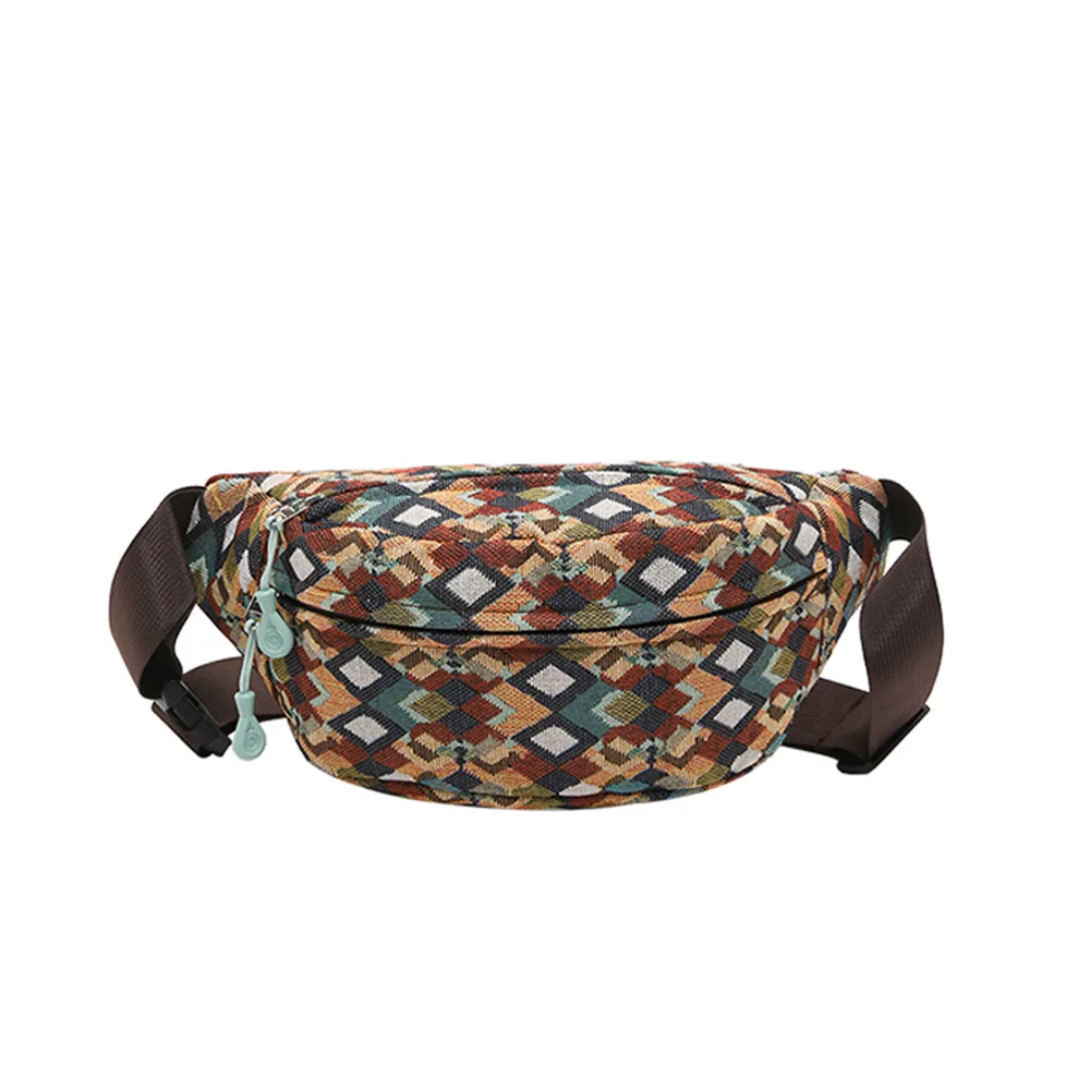 Modny wzór siatki torby na klatkę piersiową dla kobiet płócienna torba na talię o dużej pojemności torba na ramię typu crossbody torebka wielofunkcyjny piterek — zdjęcie 2