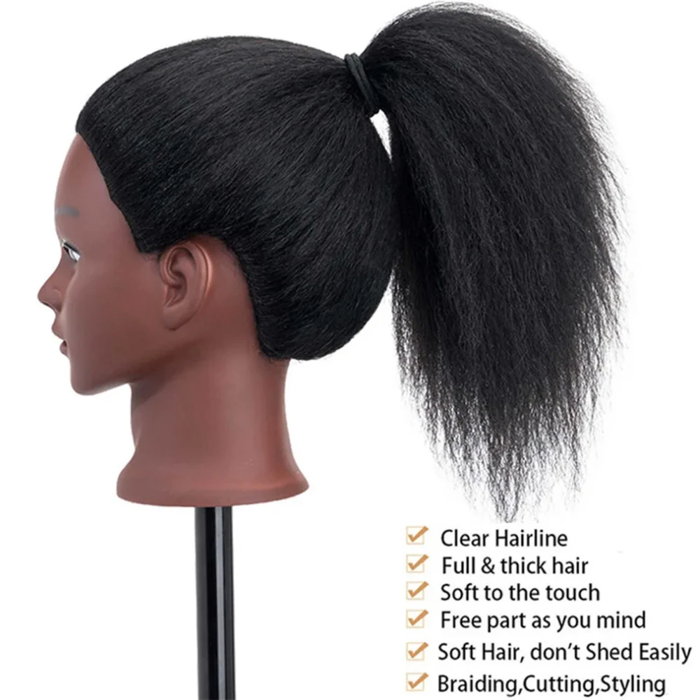 Afro-Mannequin-Köpfe zum Flechten von Maniquí-Haarpuppen, echtes menschliches Training, Friseurmodell, natürliches Damen-Friseurset, Perücken – Detail 4