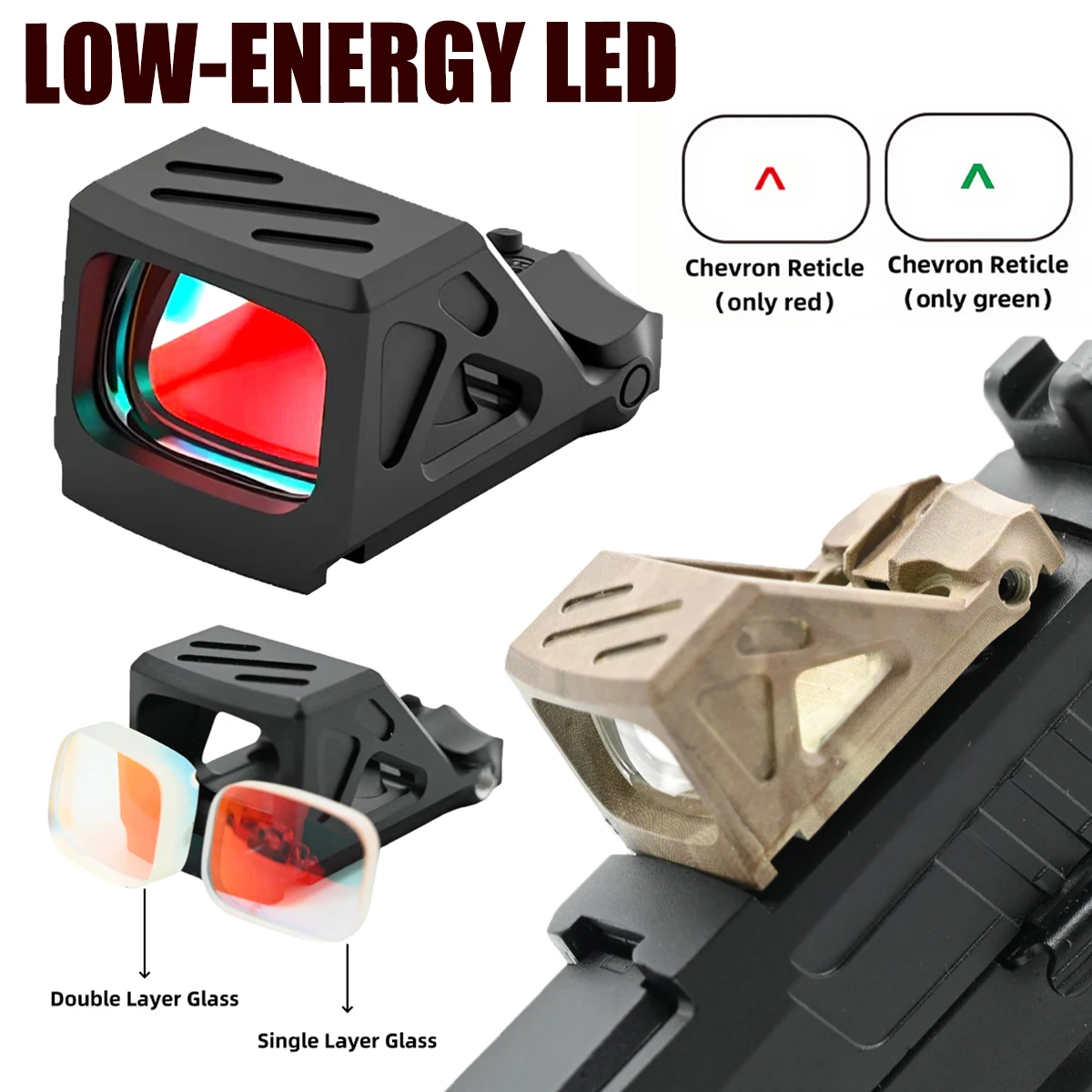 

Новинка 2025 года, автоматическая регулировка освещения, маломощный голографический треугольный точечный прицел, светодиодный светоотражающий светильник, пистолет Gl *ck, прицел