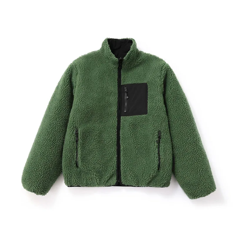 

Y2K Fashion Winter Warm High Neck Pocket Sweatshirt High Street Polar Fleece Comfortable Casual Long Sleeve Zipper Cardigan Coat