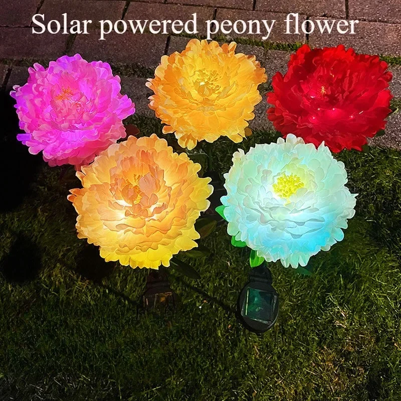 1 Heads Solar Lights Outdoor Decorative Solar Garden Lights Rose Flower Lawn Lamp for Yard Patio Garden Decor