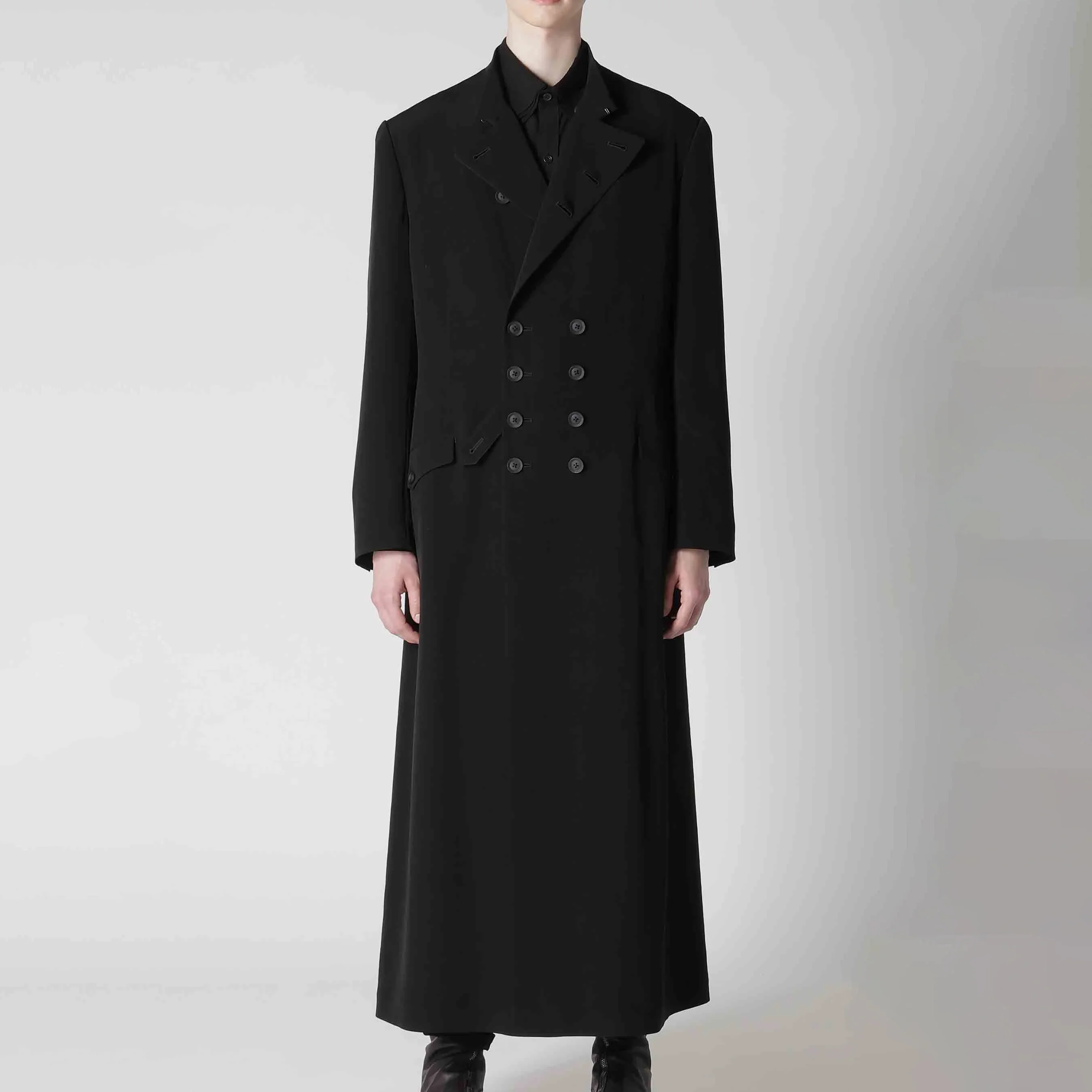 

YOJI OOAK original design triacetate mixed polyester double breasted coat Black suit collar jacket jacket for men