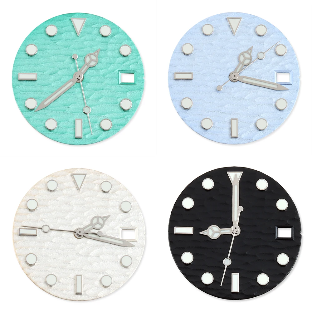 

28.5mm No Logo Wave Dial Suitable For Seiko NH35/NH36 Movement Green Luminous High Quality Watch Modification Accessories