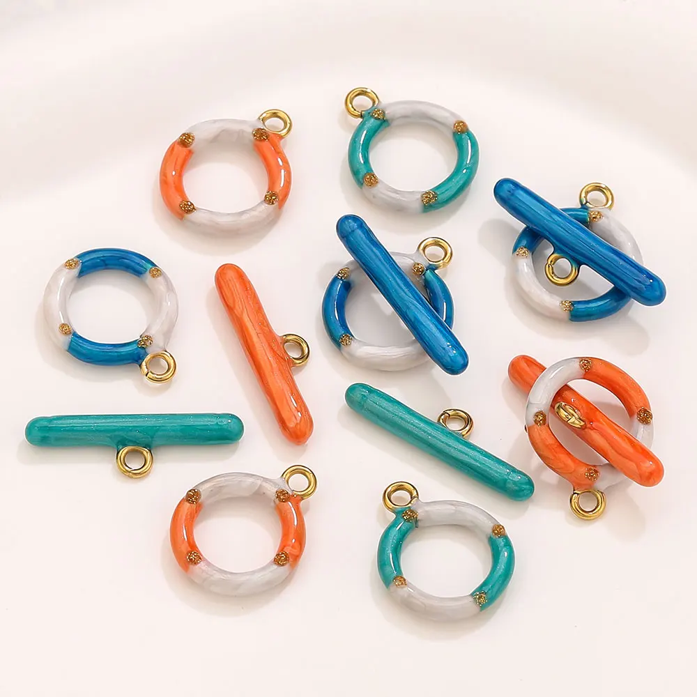 

4set/lot Stainless Steel OT Clasps Buckle Enameled Connectors DIY Jewelry Making Accessories for Necklace Bracelet Tail Craft