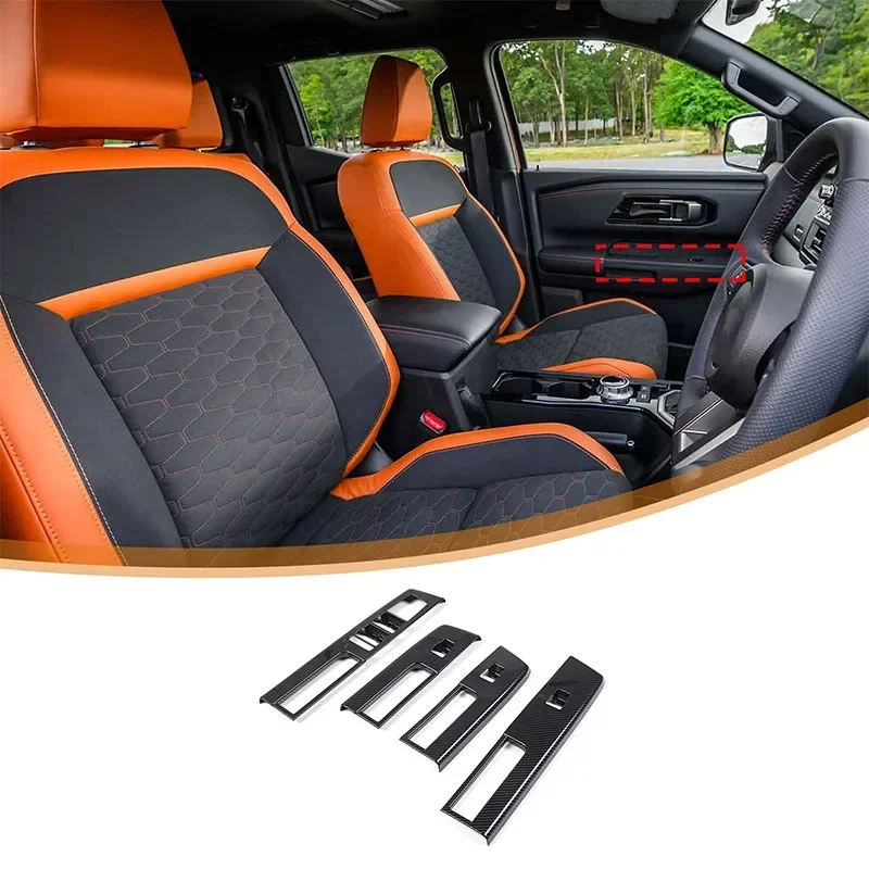 

For Mitsubishi L200 2024-2025 ABS Carbon Fiber Car Window Lift Button Glass Rise Swtich Panel Cover Trim Car Accessories LHD RHD