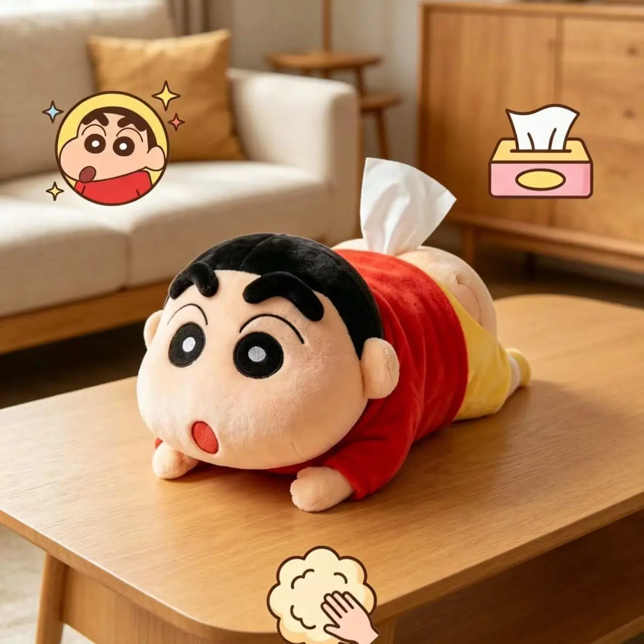 2026 New Cute Lying Down Crayon Shin Chan Figurine Tissue Box Car Decor Pendant Collectible Figure For Home And Vehicle view 4