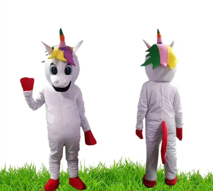 Cosplay Goldhorn Einhorn Cartoon Charakter Maskottchen Kostüm Werbe zeremonie Kostüm Party Tier Karneval Requisiten durchführen