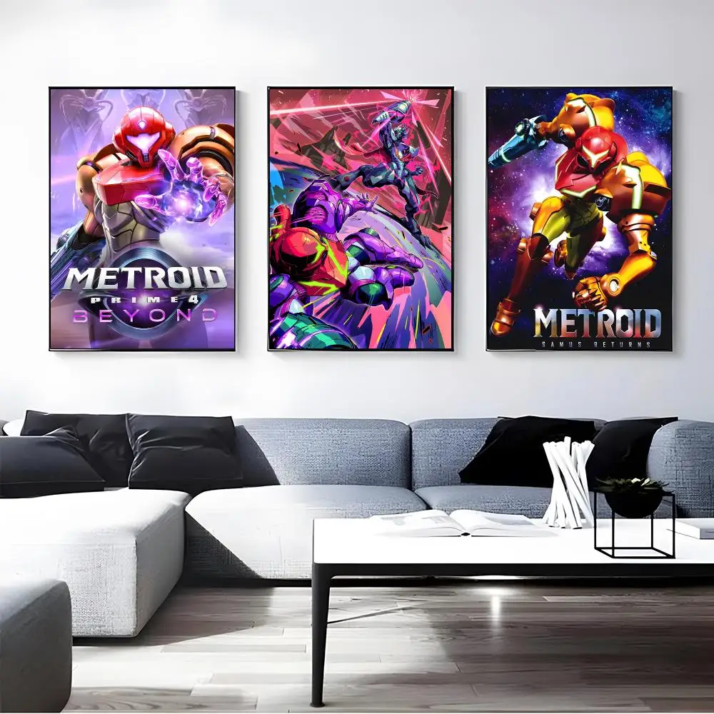 Game M-Metroid P-Prime Poster Self-adhesive Art Waterproof Paper Sticker Coffee House Bar Room Wall Decor view 2