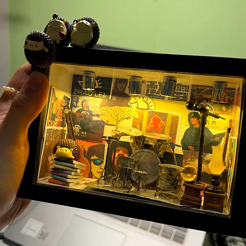 Music hut luminous photo frame peripheral creative bedroom desktop decoration ornament