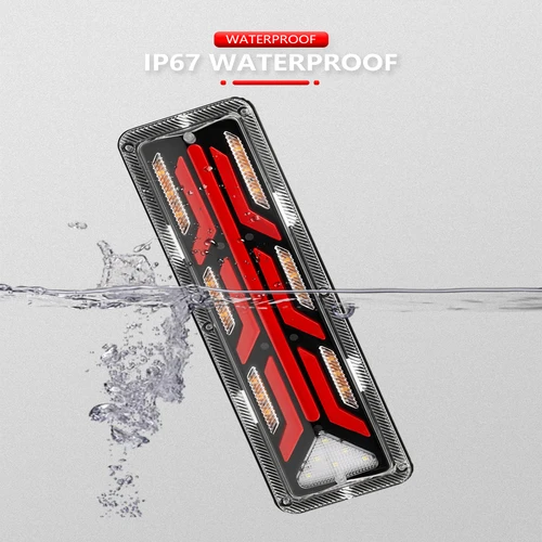 Imagen 2 del producto 2X 12/24V luz trasera de camión impermeable a prueba de golpes LED señal de giro de agua corriente luces de freno marcha atrás camión autobús remolque luces antiniebla