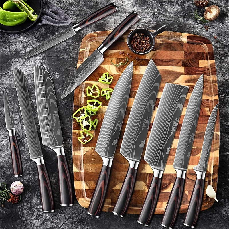 

Stainless Steel Damascus Kitchen Knife Set Chef Knife Meat Cleaver Cooking Knife Slicing Knife Household Cooking Knife