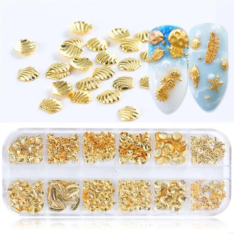 781E 12 Lưới/hộp hỗn hợp Golden Ocean Metal Charm Filler