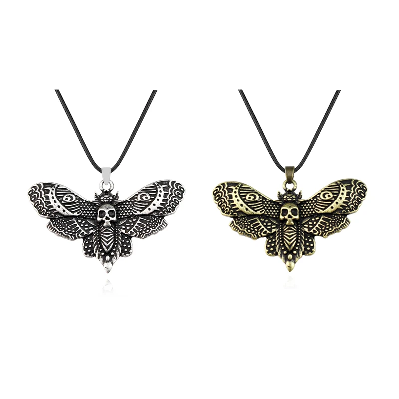 الموت العثة قلادة خمر قلادة السكر الجمجمة القوطية فراشة روك الهيب هوب النساء الرجال مجوهرات فريدة اكسسوارات هدية الهالوين #4