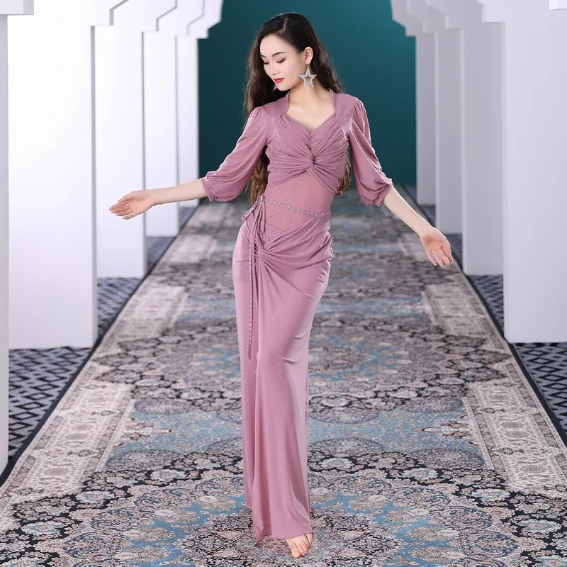 Customized Belly Dance Costumes Practice Dress New Long Skirt Performance Dress Sexy Beginner Belly Covering Female Suit Set