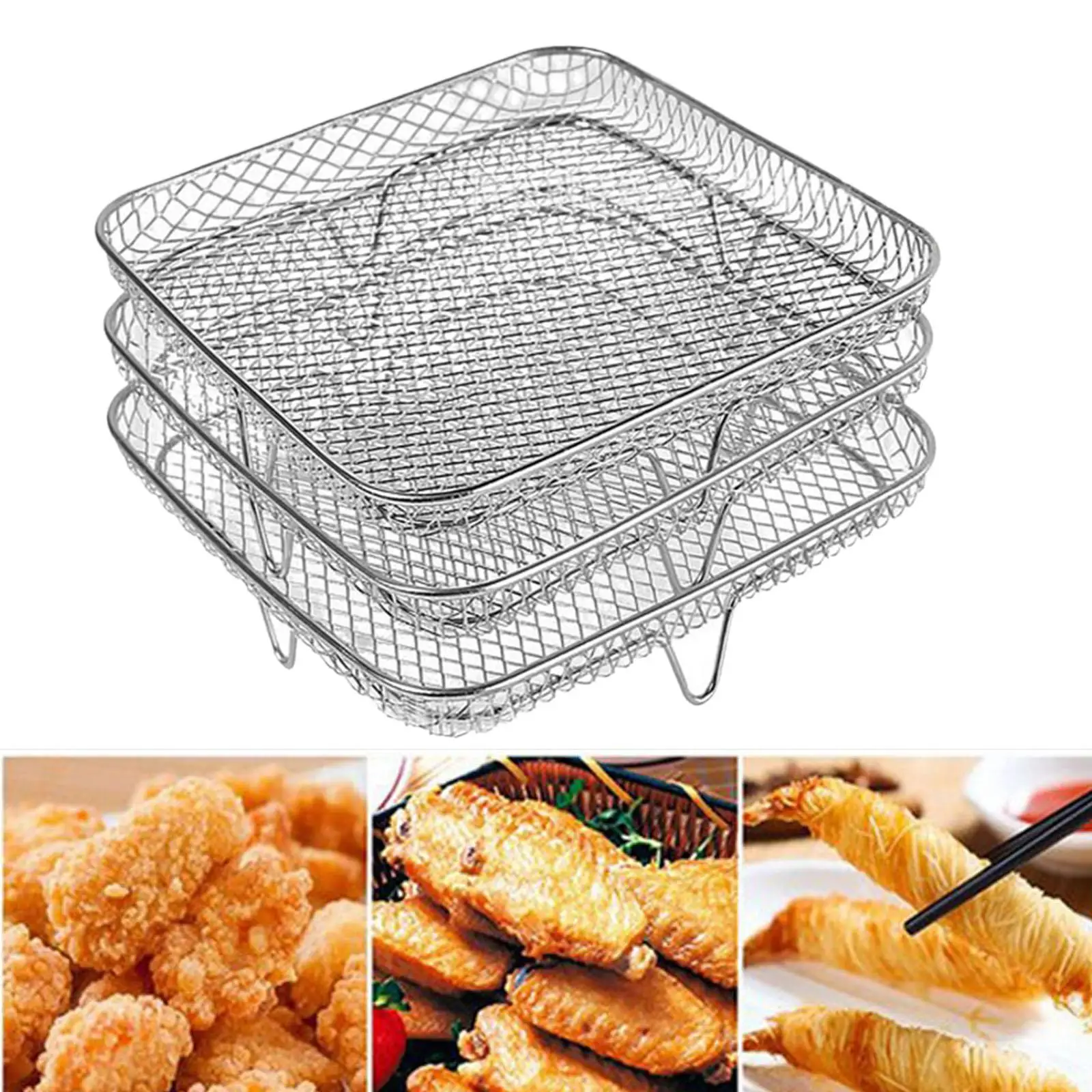 가정용 오븐 로스팅용 스테인레스 스틸 3단 에어프라이어 랙 스팀 랙