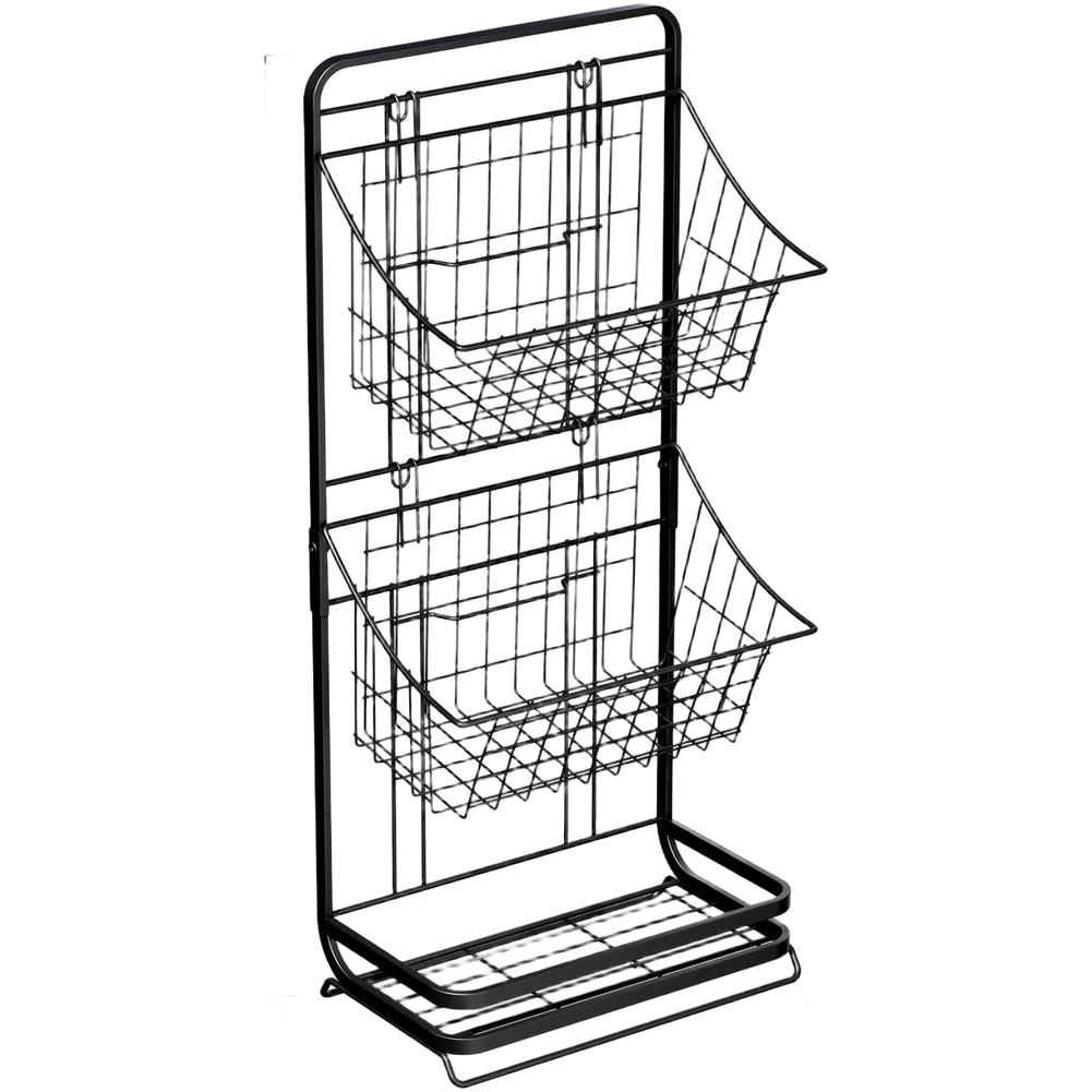 1 Piece 3 Tier Metal Kitchen Storage Rack Black Wrought Iron Organizer Stand For Fruits Vegetables Snacks Toys Countertop Shelf