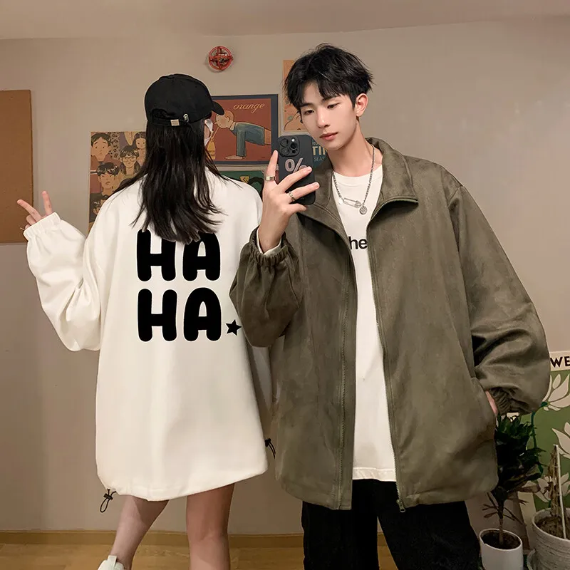 

Men's Oversized Jackets Artificial Suede Letter Print Coat Pu Leather Casual Wear Autumn 5XL Jacket Unisex Clothes Outerwear
