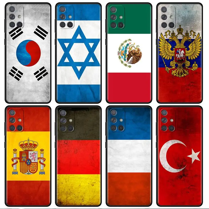 National Flag RU FR UK Case For Samsung Galaxy A54 A52 A14 5G A53 A12 A13 A71 A23 A34 A33 A21s Phone Cover