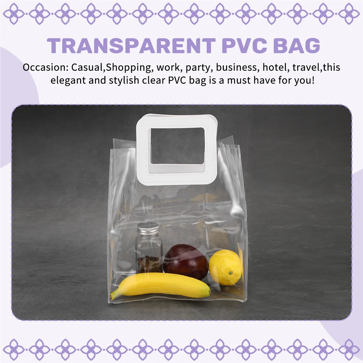 FZFZ 透明トートバッグ PVC プラスチックハンドキャリーゼリーバッグ ハンドギフトバッグ付き 花束包装トートバッグ (S)