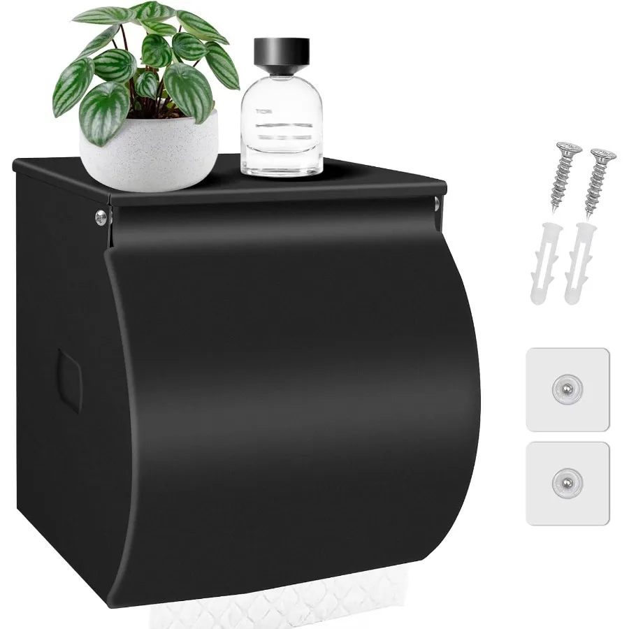 

Настенный самоклеящийся держатель для туалетной бумаги со встроенной полкой для использования в ванной комнате, водонепроницаемый дизайн из нержавеющей стали, обеспечивает d