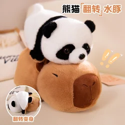 24/34CM Cartoon Simulation Anime Flip Transformation Panda and Dolphin Mouse Stuffed Toy Children's Kawaii Capibala Doll Gift