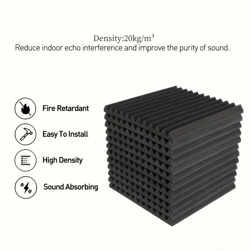 12 個の音響フォームパネル 12x12x1 インチ |     スタジオ/オフィス/家庭の騒音低減のための高密度防音壁/天井タイル