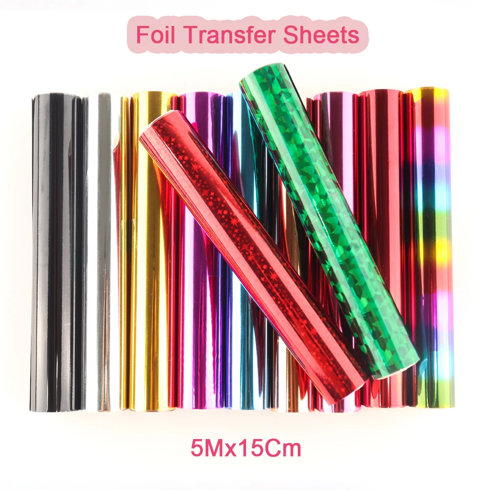 5Mx15CM 1 Roll Heat Activated Foil Hot Stamping Foil Paper Glimmer Foil Holographic  Heat  Foil Transfer Sheets for DIY Crafts