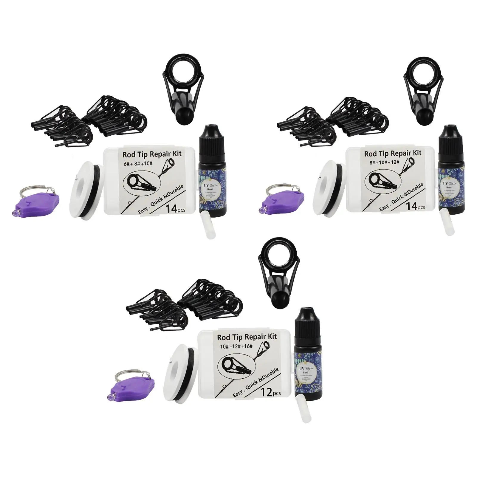 طقم إصلاح طرف قضيب الصيد من الفولاذ المقاوم للصدأ، حلقات توجيه من السيراميك مع