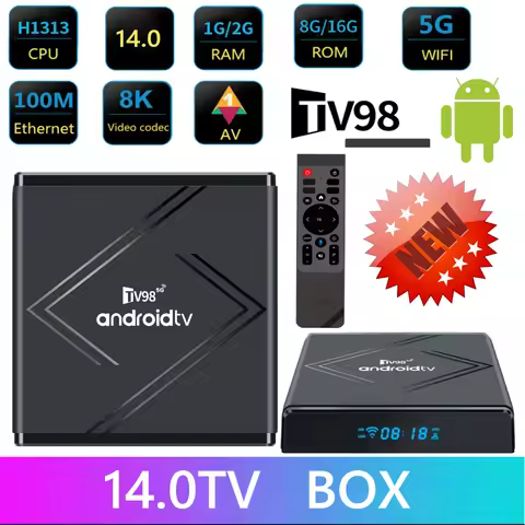 Android 14 Smart TV Box 4K Ultra HD 2.4G/5G Dual WiFi Media Player Bluetooth 5.0 Quad-core Android Box 2GB 16GB with Remote