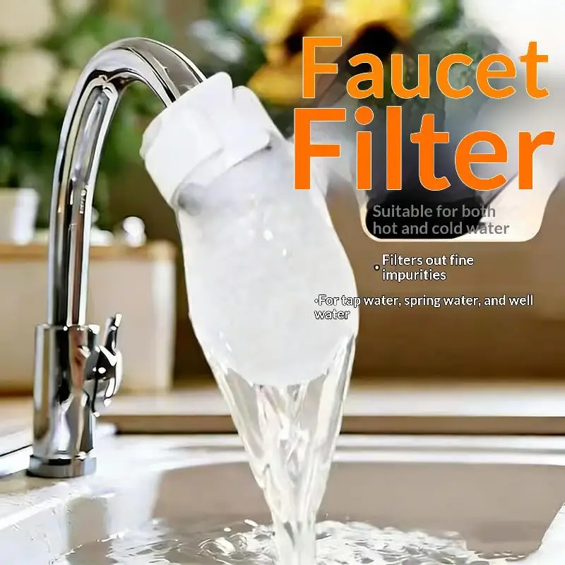 10Pcs Faucet Filter Cotton Anti Splash Sand Filter with Strap Water Purification Sock for Tap Water Rust and Impurity Pet Supply